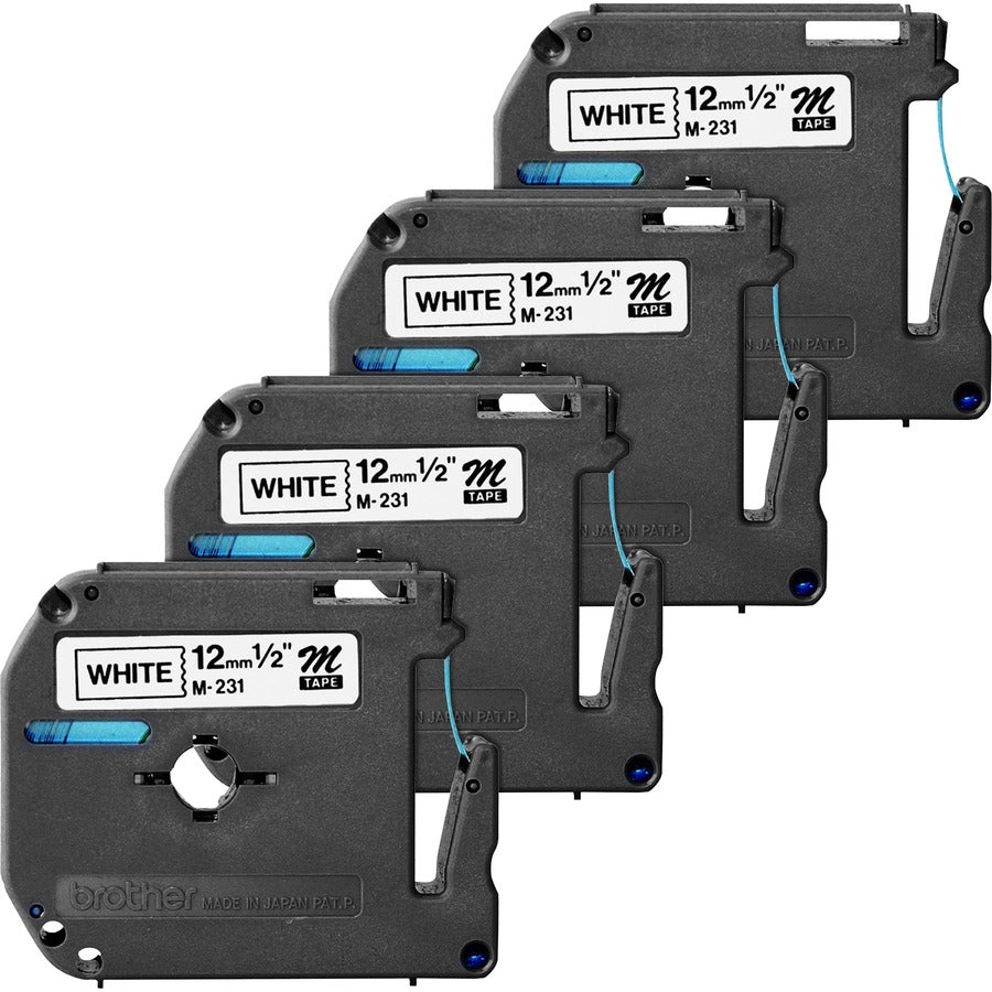 P-touch P-touch Nonlaminated M Series Tape Cartridge - x 1/2" Width - Direct Thermal - White - 4 / Bundle