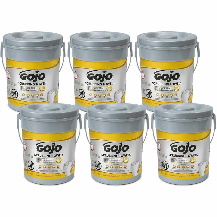 Gojo®, Scrubbing Towels - 10.50" Width x 13" Length - White - 72/Tub - 6 / Carton