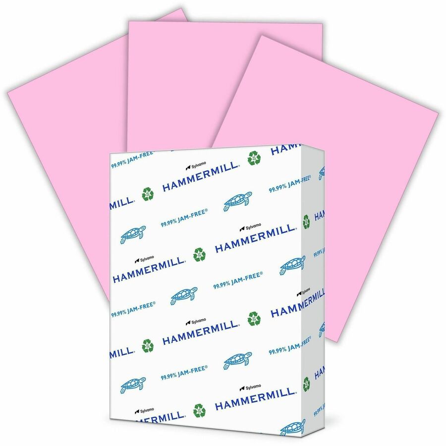 Hammermill Colors Recycled Copy Paper - Pink - Letter - 8 1/2" x 11" - 20 lb Basis Weight - Smooth - Jam-free, Archival-safe, Acid-free - Pink - 500 Sheets per Ream - 10 / Carton