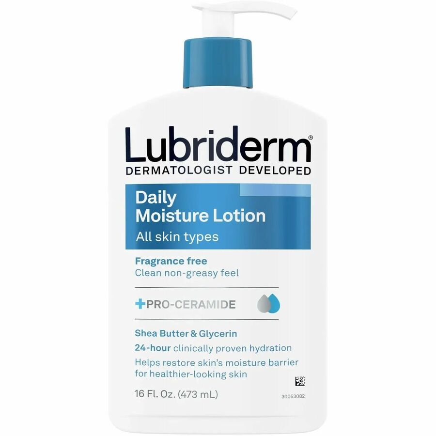 Lubriderm Daily Moisture Lotion Fragrance-Free - Lotion - 16 fl oz - For Dry Skin - Applicable on Body, Face - Moisturising, Fragrance-free, Absorbs Quickly, Lightweight, Paraben-free, Phthalates-free, Dye-free - 12 / Carton