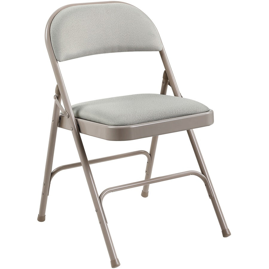 Lorell Padded Folding Chairs - Beige Seat Color - Fabric Seat Material - Beige Back Color - Fabric Back Material - Powder Coated Frame Color - Steel Frame Material - 1 Carton