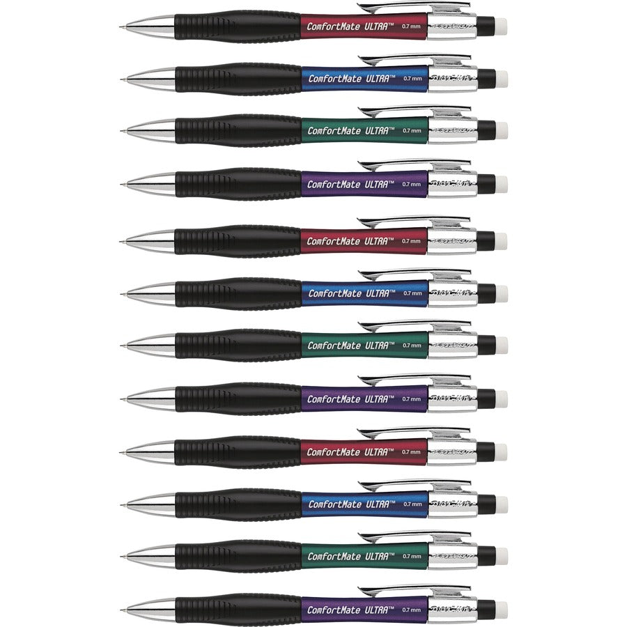 Paper Mate Comfortable Ultra Mechanical Pencils - 0.7 mm Black Lead - #2 - Assorted Barrel - 12 / Dozen