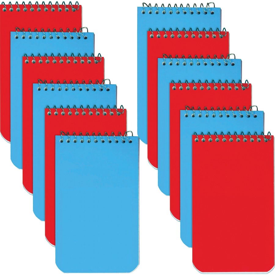 Rediform Wirebound Memo Notebooks - 60 Sheets - Wire Bound - 3" x 5" Sheet Size - White Paper - Assorted Cover - 12 / Box