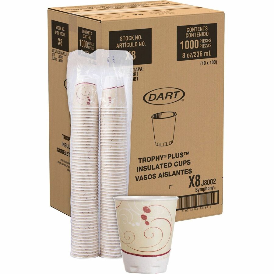 Solo Trophy Plus 8 oz Symphony Insulated Hot/Cold Cups - 8 fl oz - Beige - Poly, Polyethylene - Coffee, Tea, Cocoa, Hot Drink, Cold Drink - 100/Pack - 10 / Carton