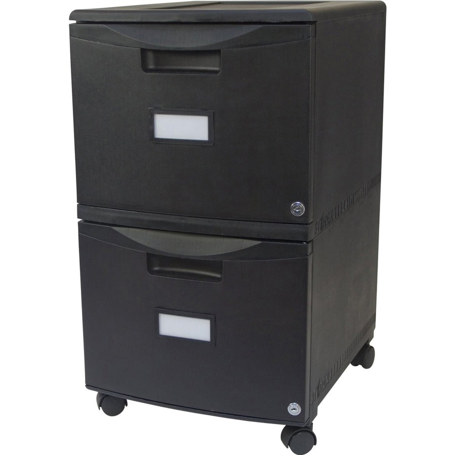 Storex 2-Drawer Locking Mobile Filing Cabinet - 15.5" Width x 18.5" Depth x 26.3" Height - 2 x Drawer(s) for File - Letter, Legal - Lightweight, Stackable, Moisture Resistant, Rust Resistant, Lockable, Durable, Label Holder, Locking Casters, Dent Resis...