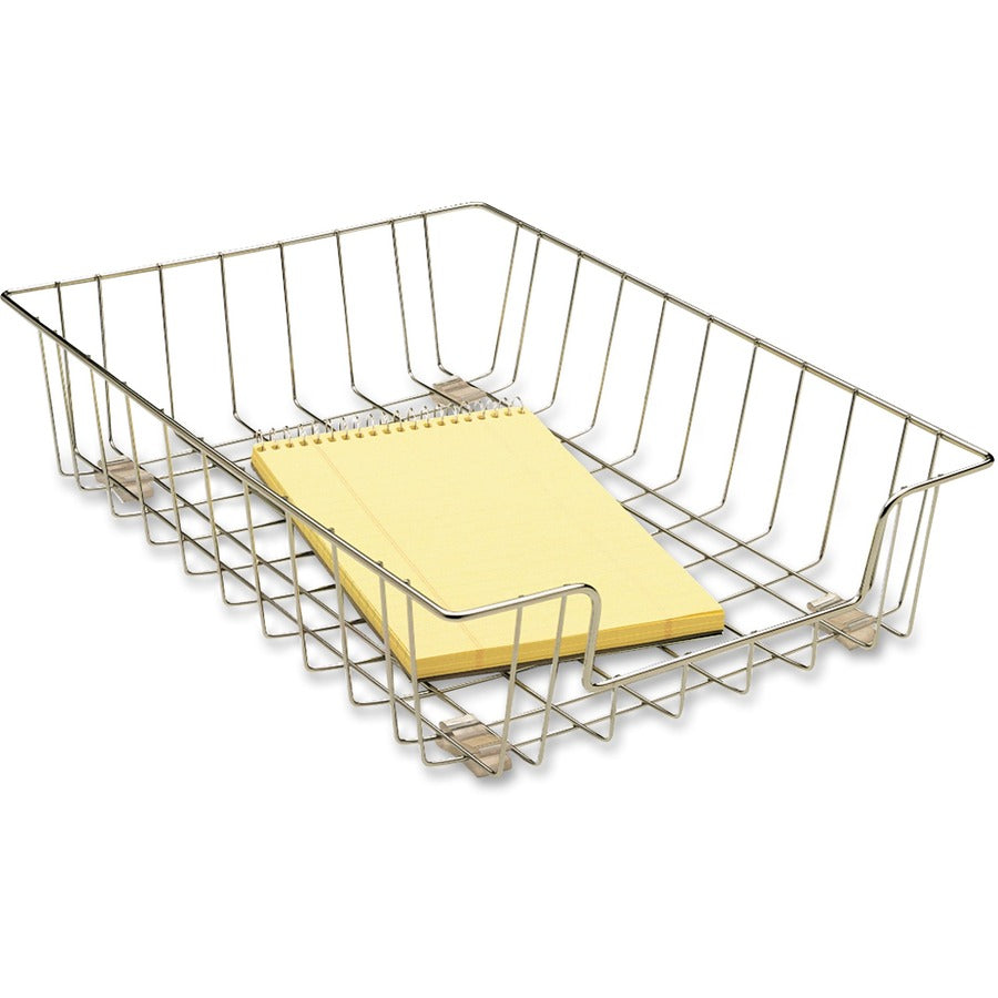 Fellowes Wire 3" Letter Tray - Compartment Size : 8.50" x 11" x 3" - 3" Height x 10" Width x 14.13" Depth - Desktop - Stackable - Silver - Steel - 1 Each