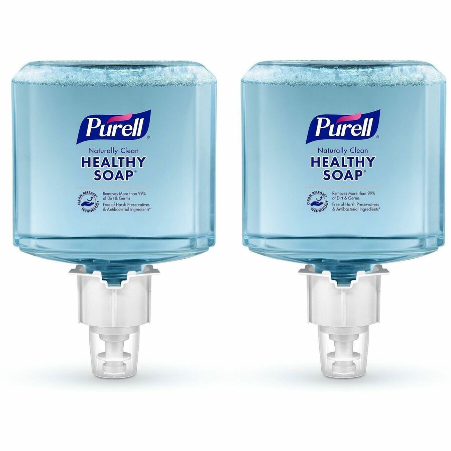 PURELL®, ES6 CRT HEALTHY SOAP™, Naturally Clean Foam - Naturally Clean Scent - 1.27 quart - Dirt Remover, Kill Germs - Skin - Antibacterial - Blue - Preservative-free, Paraben-free, Phthalate-free, Dye-free, Bio-based, Quick Rinse - 2 / Carton