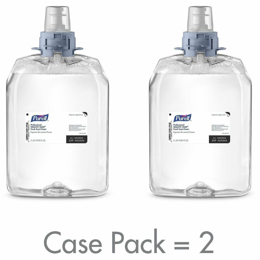 PURELL®, FMX-20 HEALTHY SOAP Fresh Scent Foam - Fresh Scent - 2.11 quart - Dirt Remover, Kill Germs - Hand, Skin - Moisturizing - Clear - Dye-free, Pleasant Scent, Bio-based, Phthalate-free, Paraben-free, Triclosan-free - 2 / Carton