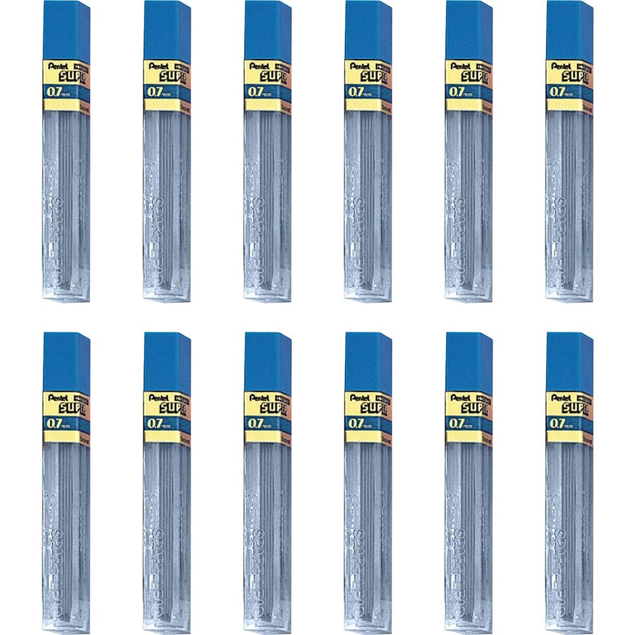 Pentel Super Hi-Polymer Leads - 0.7 mm , Medium Point - 2H - Black Lead - 12/Tube - 12 / Box