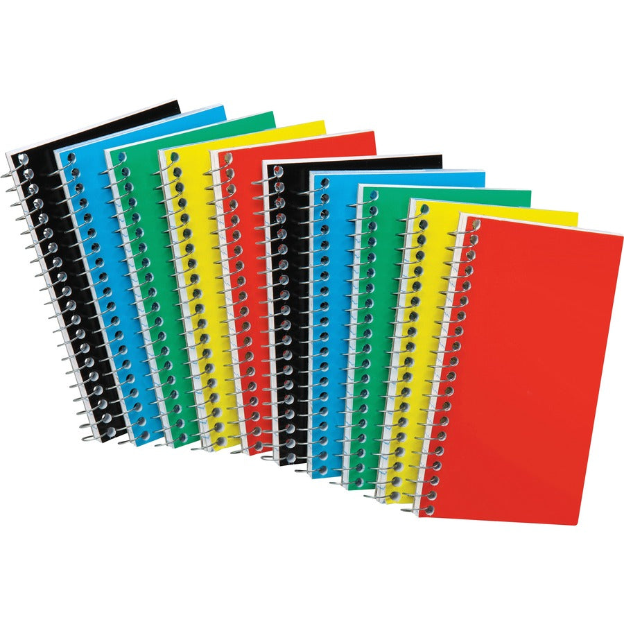 Ampad Sidebound Memo Notebooks - 50 Sheets - Wire Bound - 5" x 3" Sheet Size - White Paper - Assorted Pressboard Cover - Mediumweight, Rigid - 10 / Bundle
