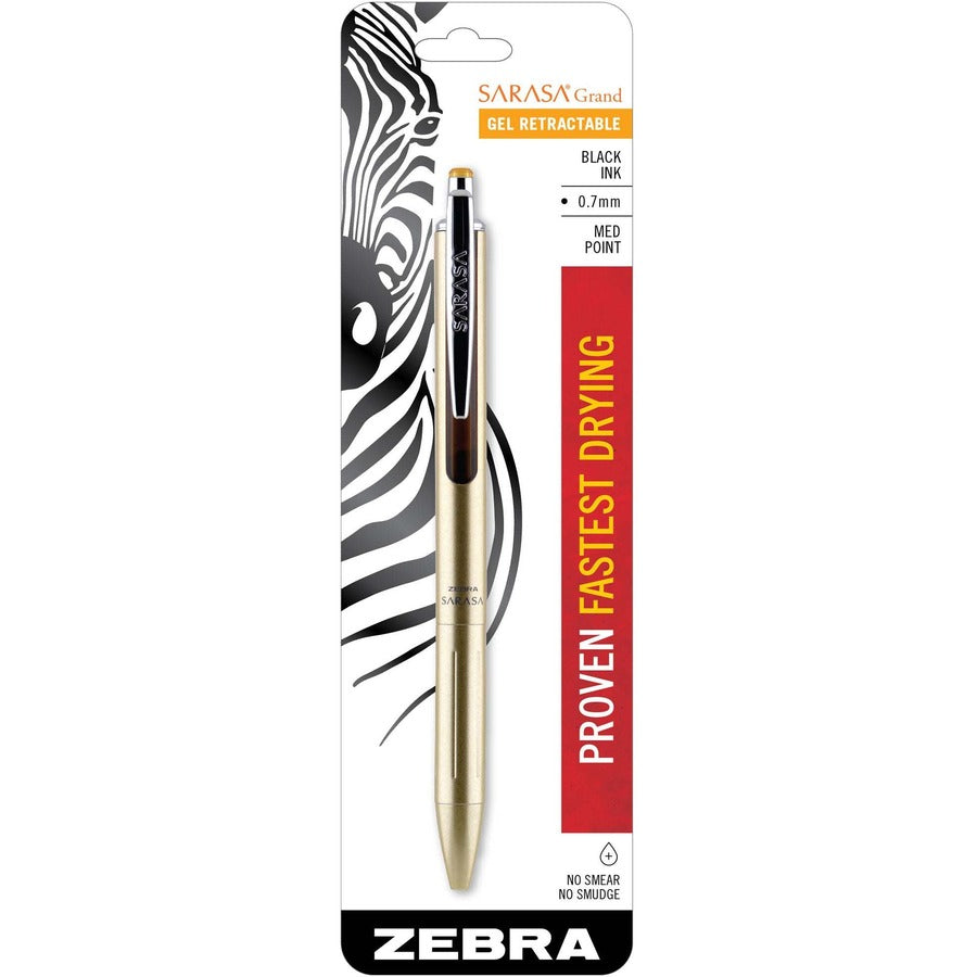 Zebra Pen Sarasa Grand Retractable Gel Pens - Refillable - Retractable - Liquid Gel Ink - Brass Barrel - 1 Each