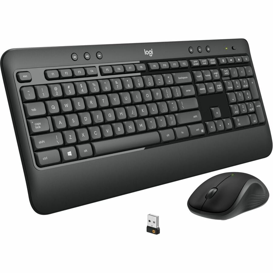 Logitech MK540 Wireless Keyboard Mouse Combo - USB Wireless RF Keyboard - Black - USB Wireless RF Mouse - Optical - 1000 dpi - Scroll Wheel - QWERTY - Black - Media Player, Calculator, On/Off Switch, Battery Hot Key(s) - Symmetrical - AA - Compatible w...