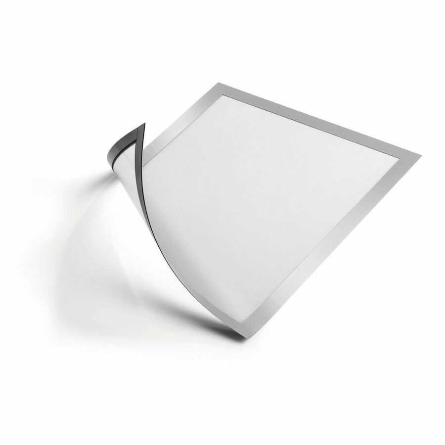 DURABLE DURAFRAME Document Frame - Holds 8.50" x 11" Insert - Rectangle - Surface - Horizontal, Vertical - Sturdy, Self-adhesive, Magnetic - Silver - 2 / Pack