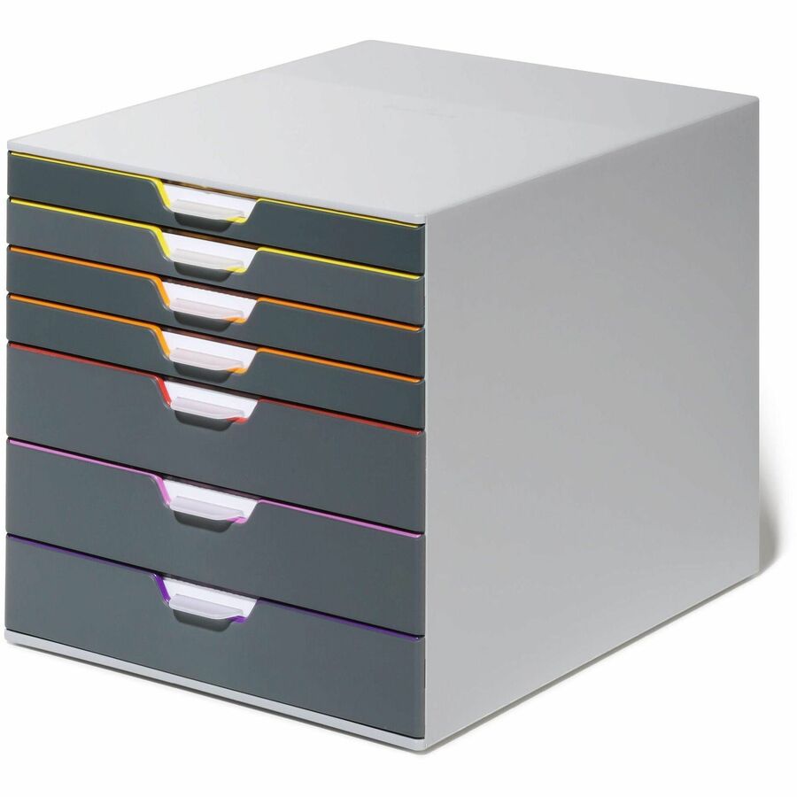 DURABLE VARICOLOR 7 - 7 Drawer(s) - 11" Height x 11.50" Width x 14" Depth - Desktop - Non-slip Feet, Stackable - Gray - Plastic - 1 Each