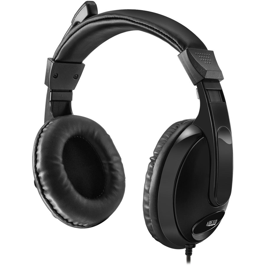 Adesso Xtream H5 - Multimedia Headset with Microphone - Stereo - Mini-phone (3.5mm) - Wired - 32 Ohm - 20 Hz to 20 kHz - Over-the-head - Binaural - Circumaural - 6 ft Cable - Omni-directional Microphone - Black