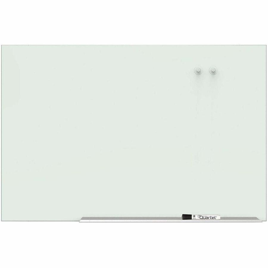 Quartet Element Framed Magnetic Glass Dry-Erase Boards - 85" (7.1 ft) Width x 48" (4 ft) Height - White Tempered Glass Surface - Silver Aluminum Frame - Rectangle - Horizontal - Magnetic - Stain Resistant, Ghost Resistant, Marker Tray - 1 Each