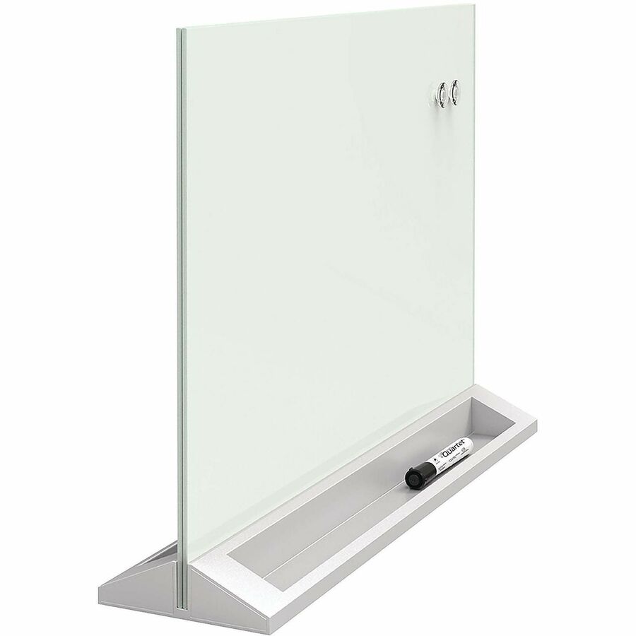 Quartet Dry Erase Panel - 23" (1.9 ft) Width x 17" (1.4 ft) Height - White Glass Surface - Rectangle - Horizontal - Desktop - Magnetic - Frameless, Stain Resistant, Ghost Resistant - 1 Each