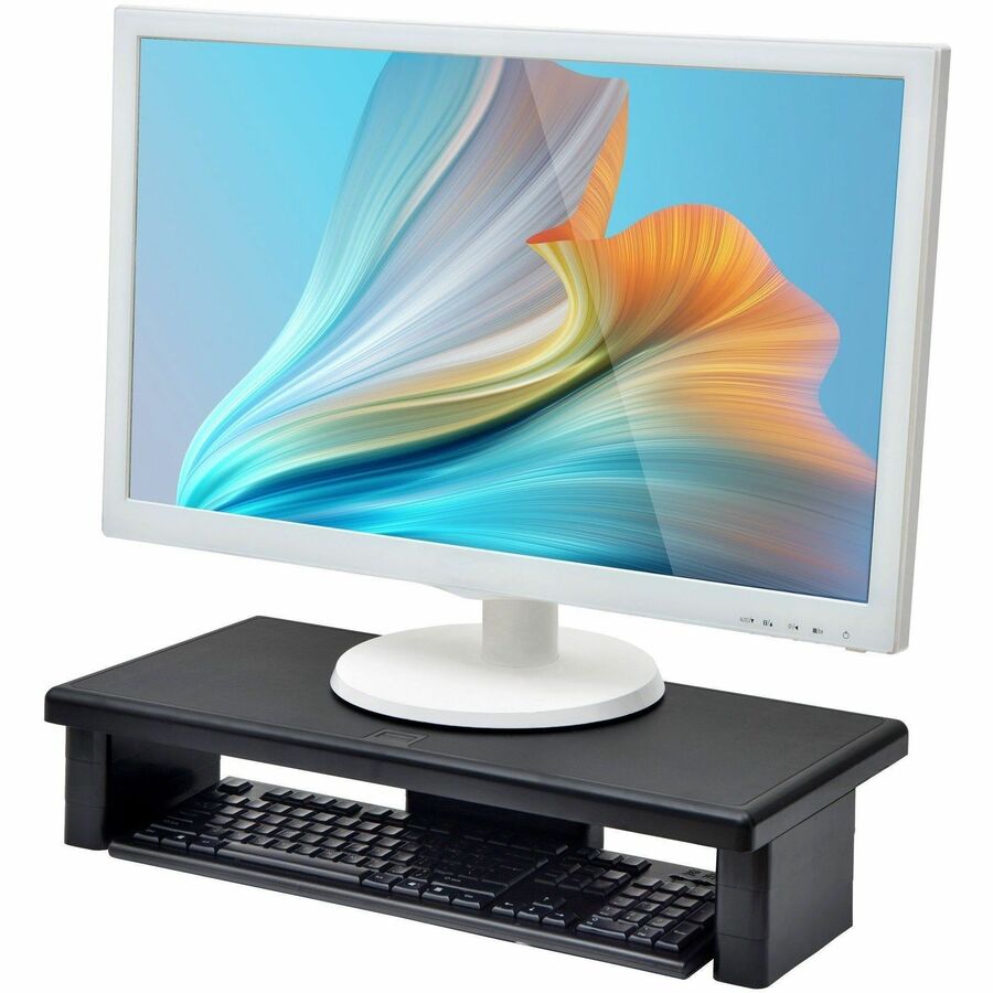 DAC®, Stax MP-211 Height-Adjustable Ultra-Wide Monitor/Laptop Stand, Black - 66 lb Load Capacity - 4.75" Height x 22" Width x 10.50" Depth - Black - For Monitor, Notebook, Printer, Fax Machine - Storage Space, Sturdy, Comfortable, USB Charging Port...
