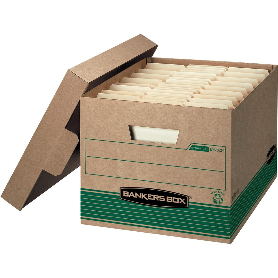 Bankers Box STOR/FILE Recycled File Storage Box - Internal Dimensions: 12" Width x 15" Depth x 10" Height - External Dimensions: 12.5" Width x 16.3" Depth x 10.5" Height - Media Size Supported: Legal, Letter - Lift-off Closure - Medium Duty - Single/Do...