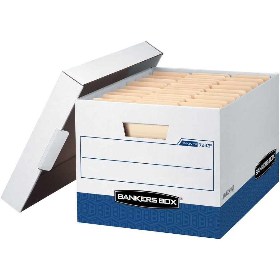 Bankers Box Letter/Legal File Storage Box - Internal Dimensions: 12" Width x 15" Depth x 10" Height - External Dimensions: 12.8" Width x 16.5" Depth x 10.4" Height - Media Size Supported: Legal, Letter - Lift-off Closure - Heavy Duty - Triple End/Doubl...