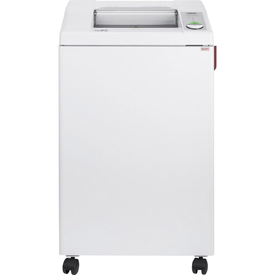ideal. 31049111 Cross-cut Paper Shredder - Continuous Shredder - Cross Cut - 25 Per Pass - for shredding Paper, Staples, Paper Clip, Credit Card, CD, DVD - 0.187" x 1.500" Shred Size - P-4 - 18 ft/min - 12" Throat - 32 gal Wastebin Capacity - 745.70 W...