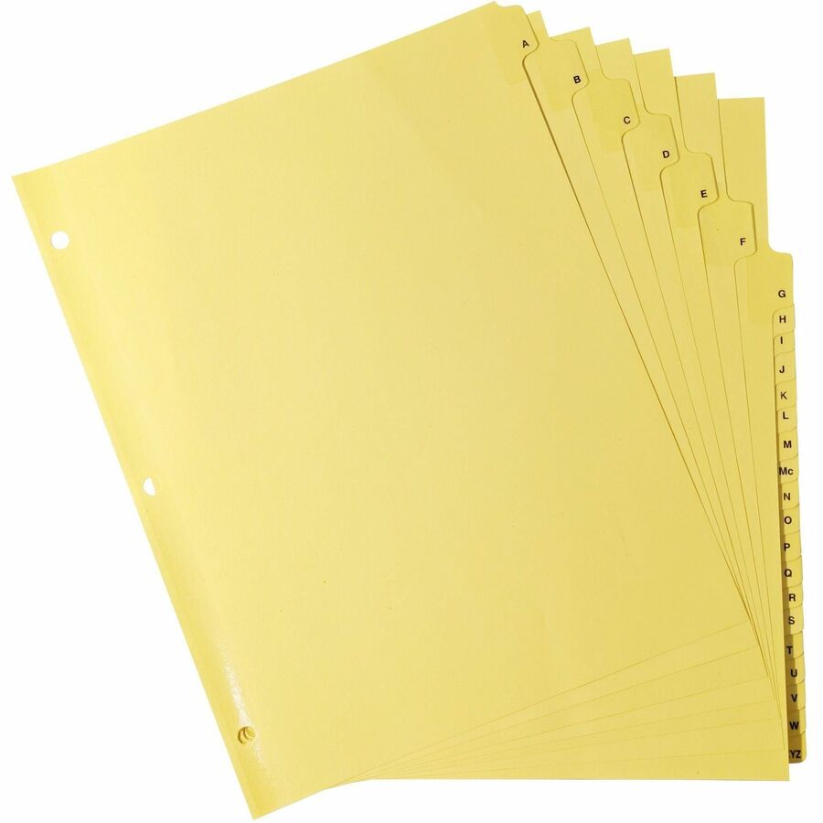 Business Source A-Z Clear Plastic Tab Index Dividers - Printed Tab(s) - Character - A-Z - 25 Tab(s)/Set - 8.5" Divider Width x 11" Divider Length - Letter - 3 Hole Punched - Buff Divider - Buff Plastic Tab(s) - 1 Set