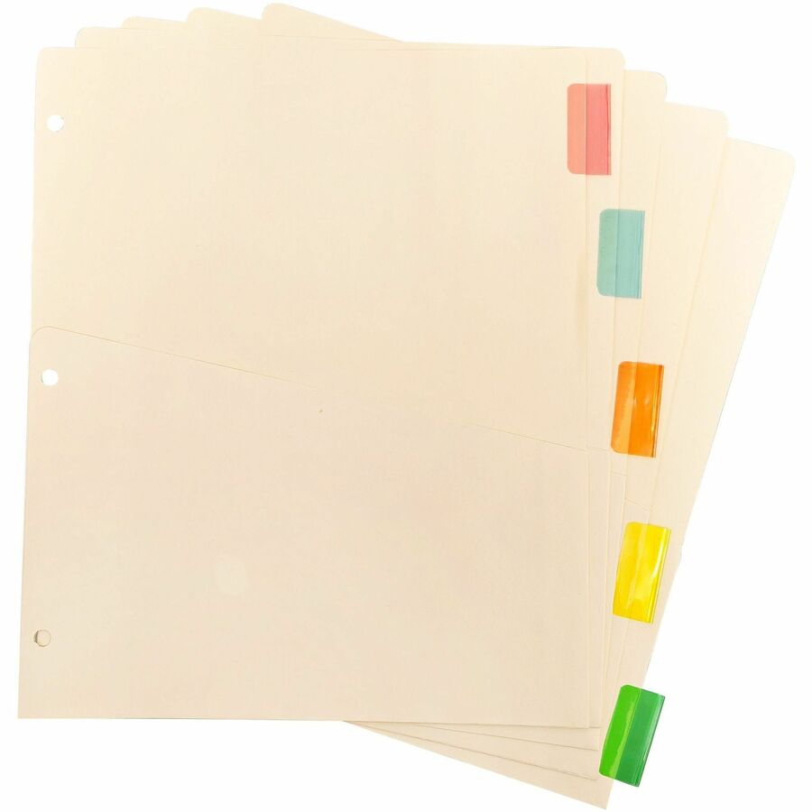 Business Source Color Tab Pocket Binder Dividers - Blank Tab(s) - 5 Tab(s)/Set - 9" Divider Width x 11" Divider Length - Letter - 8.50" Width x 11" Length - Buff Buff Paper Divider - Assorted Tab(s) - 1 Set