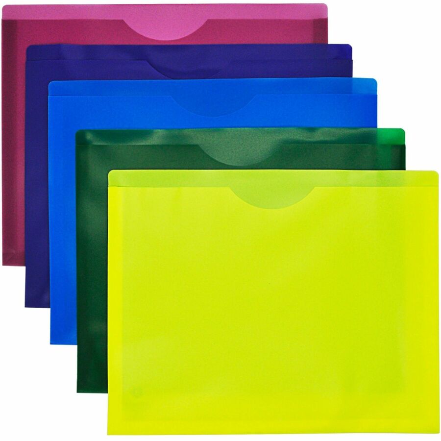 Business Source Straight Tab Cut Letter File Jacket - 8 1/2" x 11" - 1" Expansion - Assorted - 10/Pack - 10 / Pack
