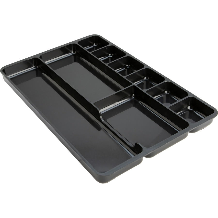 Lorell Drawer Tray Organizer - 9 Compartment(s) - 1.25" Height x 14" Width x 9.38" Depth - Black - 1 Each
