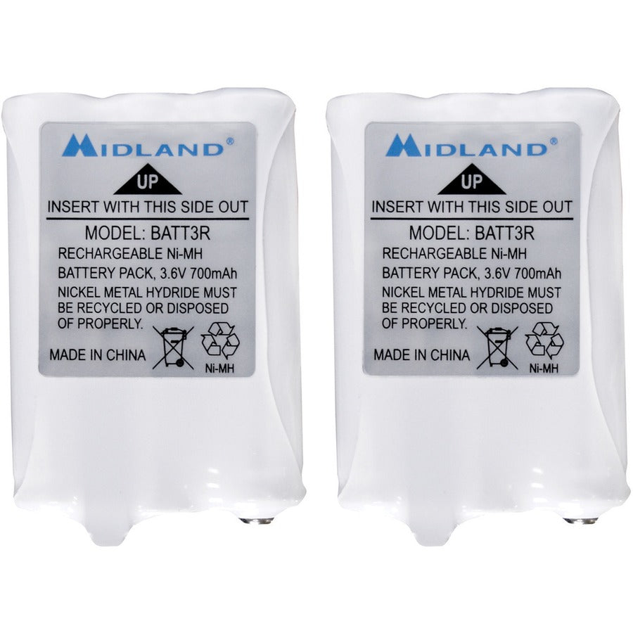 Midland Rechargeable Battery Pack - For Radio - Battery Rechargeable - 700 mAh - 3.6 V DC - 1 Pair