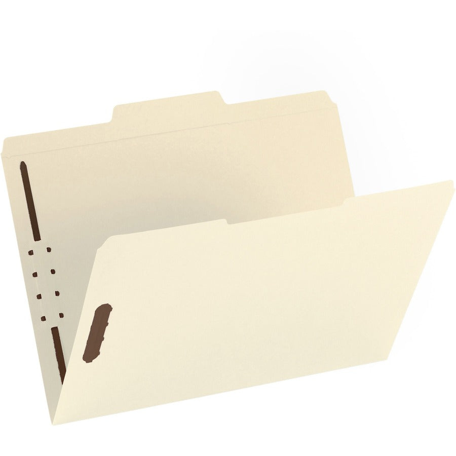 Business Source 1/3 Tab Cut Letter Recycled Fastener Folder - 8 1/2" x 11" - 2 Fastener - Manila - 10% Recycled - 50 / Box