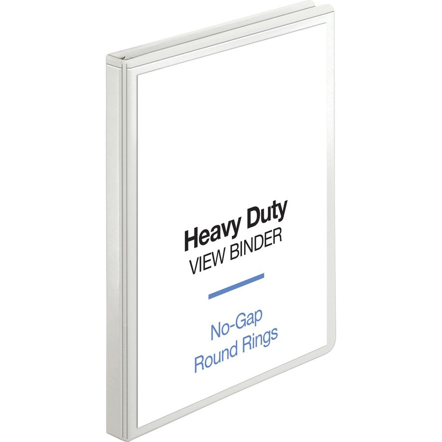 Business Source Round-ring View Binder - 1/2" Binder Capacity - Letter - 8 1/2" x 11" Sheet Size - 125 Sheet Capacity - Fastener: Round Ring - Pocket: 2, Internal - Polypropylene, Chipboard, Board - White - Wrinkle-free, Non-glare, Transfer Safe, Gap-f...