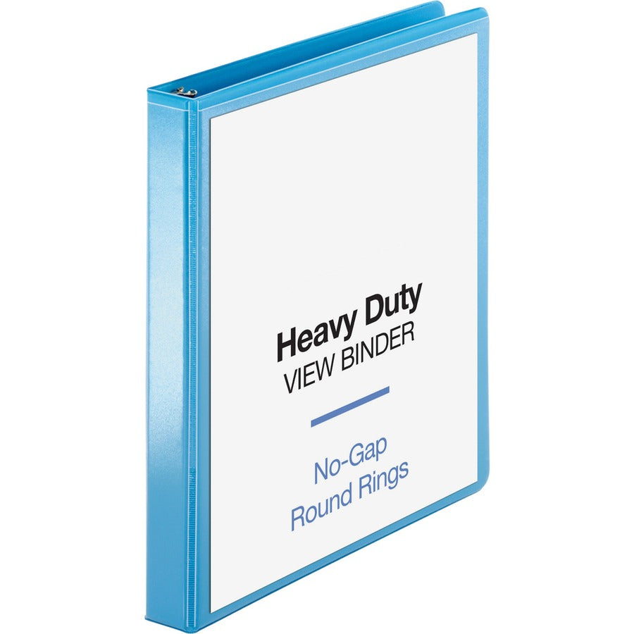 Business Source Round-ring View Binder - 1" Binder Capacity - Letter - 8 1/2" x 11" Sheet Size - 225 Sheet Capacity - Fastener: Round Ring - Pocket: 2, Internal - Polypropylene, Chipboard, Board - Light Blue - Wrinkle-free, Non-glare, Transfer Safe, Ga...