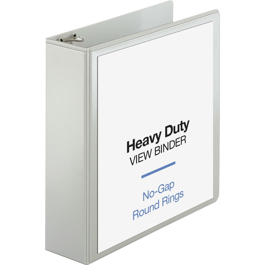 Business Source Round-ring View Binder - 3" Binder Capacity - Letter - 8 1/2" x 11" Sheet Size - 625 Sheet Capacity - Fastener: Round Ring - Pocket: 2, Internal - Polypropylene, Chipboard, Board - White - Wrinkle-free, Non-glare, Transfer Safe, Gap-fre...