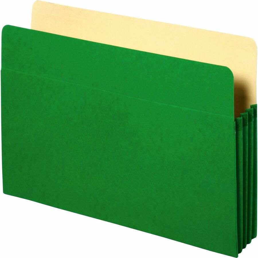 Business Source Letter Recycled File Pocket - 8 1/2" x 11" - 3 1/2" Expansion - Green - Tyvek Gusset, Durable, Reinforced Gusset - 10% Recycled - 1 Each