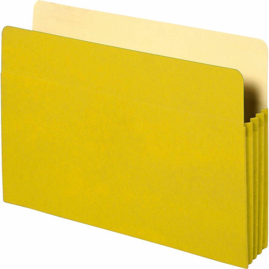 Business Source Letter Recycled File Pocket - 8 1/2" x 11" - 3 1/2" Expansion - Yellow - Tyvek Gusset, Durable, Reinforced Gusset - 10% Recycled - 1 Each