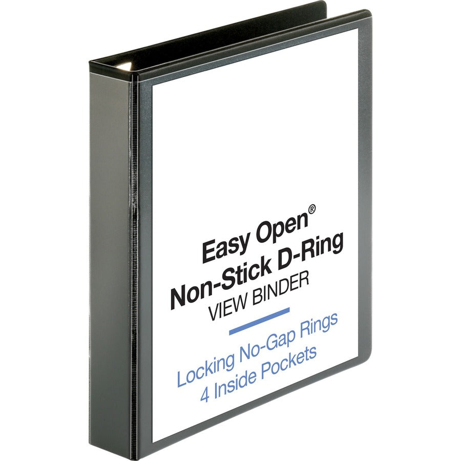Business Source Locking D-Ring View Binder - 1 1/2" Binder Capacity - Letter - 8 1/2" x 11" Sheet Size - 325 Sheet Capacity - Fastener: D-Ring - Pocket: 4, Inside Front & Back - Polypropylene, Chipboard - Black - Recycled - Acid-free, Non-glare, Clear...