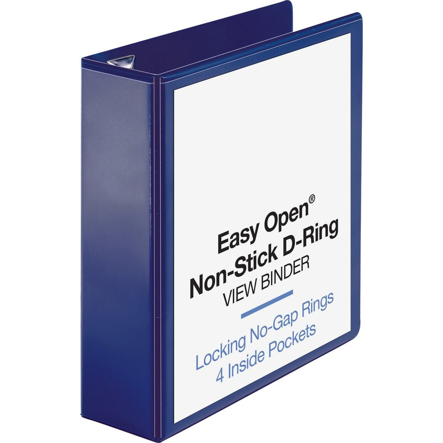 Business Source Navy D-ring Binder - 3" Binder Capacity - Letter - 8 1/2" x 11" Sheet Size - Fastener: D-Ring - Pocket: 4 - Polypropylene - Navy - Clear Overlay, Non-stick, Ink-transfer Resistant, Locking Ring - 1 Each
