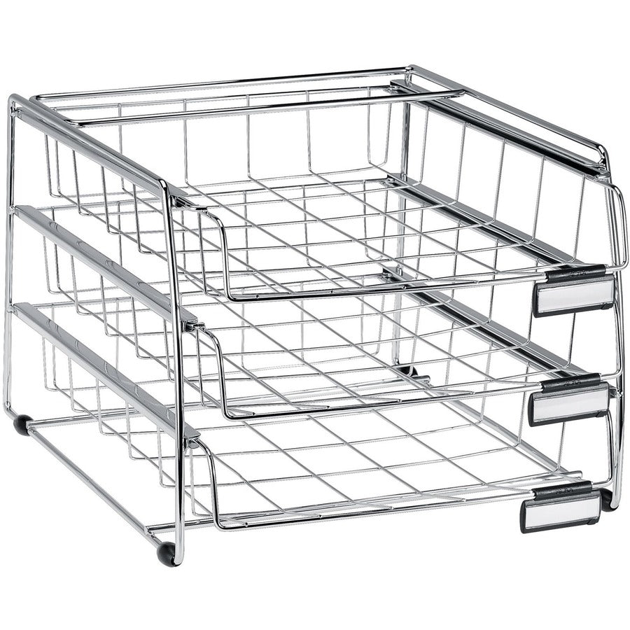 Alba Letter Tray - 3 Tier(s) - 15.16" Height x 12.40" Width x 9.45" Depth - Anti-slip - Metal, Plastic - 1 Each