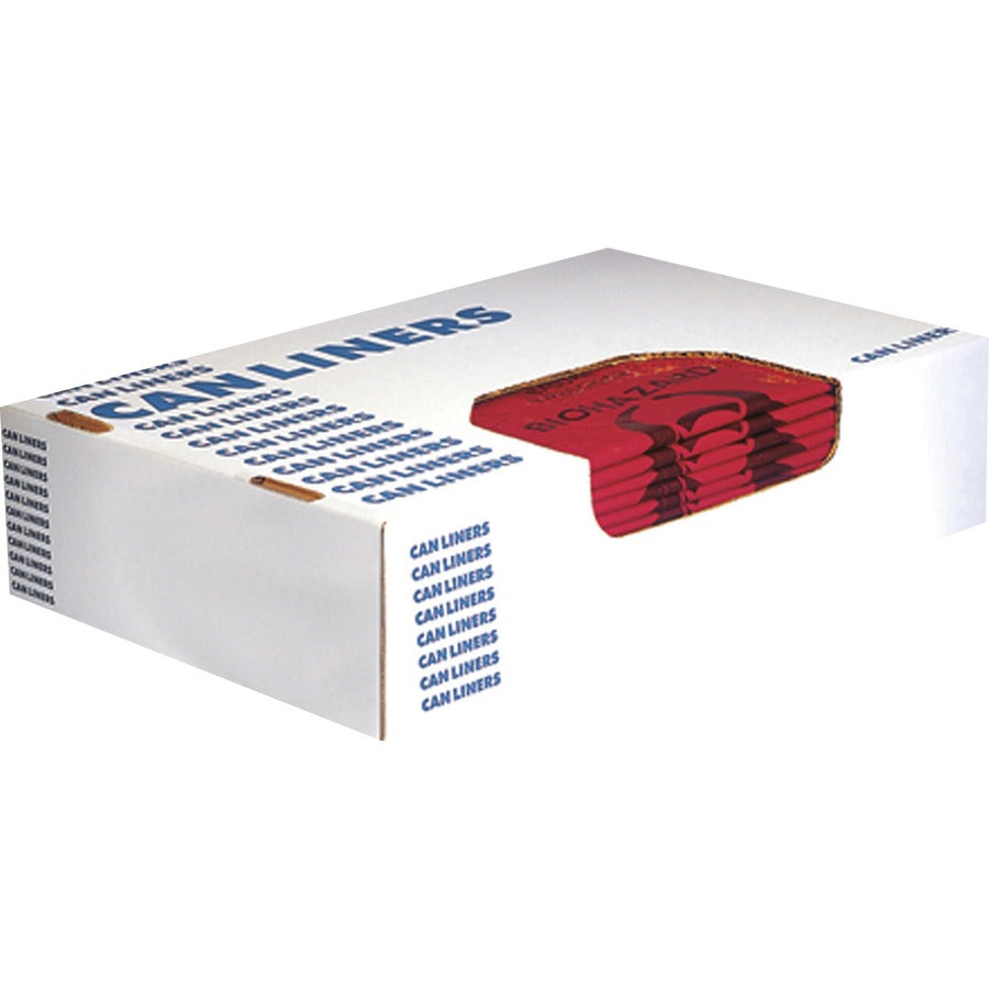 Heritage 1.3 mil Color-coded Can Liner - 30 gal Capacity - 43" Length x 30" Width x 1.30 mil (33 Micron) Thickness - Low Density - Red - Commercial, Healthcare Can - 200 / Carton
