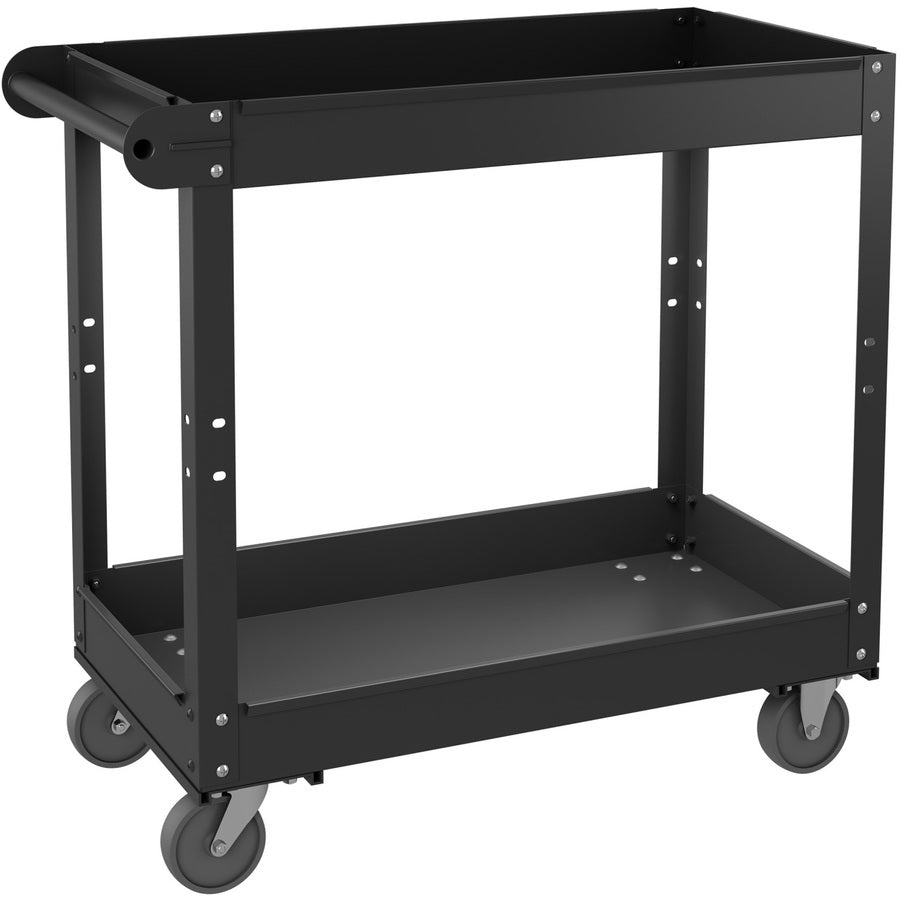 Lorell 59689 Utility Cart - 2 Shelf - 400 lb Load Capacity - Steel - 30" Length x 16" Width x 32" Height - Black - 1 Each