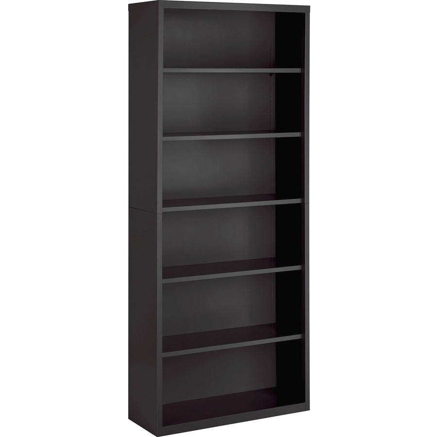 Lorell Fortress Series Bookcase - 82" Height x 34.5" Width x 13" Depth - 6 Shelve(s) - Material: Steel - Finish: Charcoal, Powder Coated - Adjustable Shelf, Welded, Durable - 1 Each