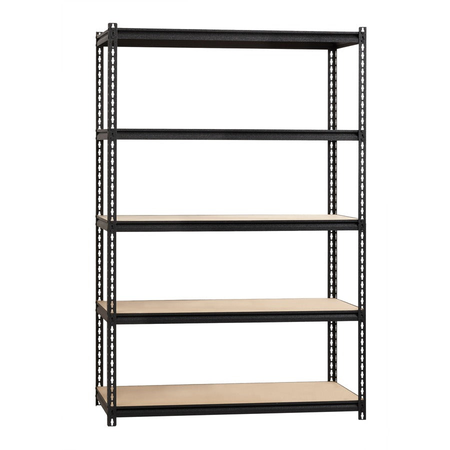 Lorell Iron Horse 2300 lb Capacity Riveted Shelving - 5 Shelf(ves) - 72" Height x 48" Width x 18" Depth - 28% Recycled - Black - Steel, Particleboard - 1 Each
