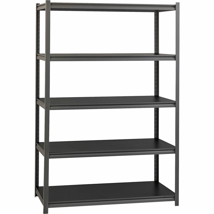 Lorell Iron Horse 3200 lb Capacity Riveted Shelving - 5 Shelf(ves) - 72" Height x 48" Width x 24" Depth - 28% Recycled - Black - Steel, Laminate - 1 Each