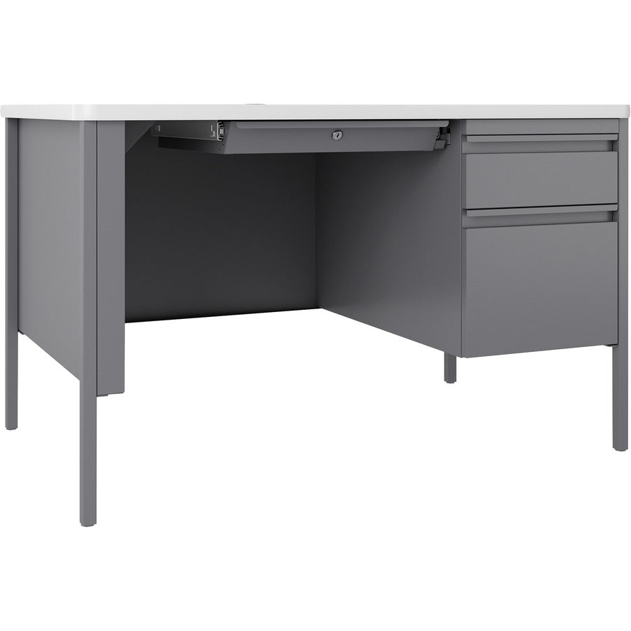 Lorell Fortress Series 48" Right-Pedestal Teachers Desk - 29.5" Height x 48" Width x 30" Depth - Single Pedestal on Right Side - T-mold Edge - Finish: Gray - 1 Each