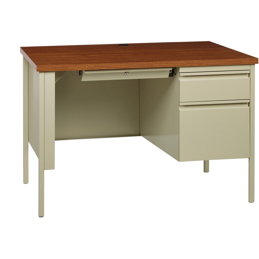 Lorell Fortress Series 45-1/2" Right Single-Pedestal Desk - 29.5" Height x 45.5" Width x 24" Depth, 1.1" Thickness Table Top - Single Pedestal on Right Side - Square Edge - 1 Each