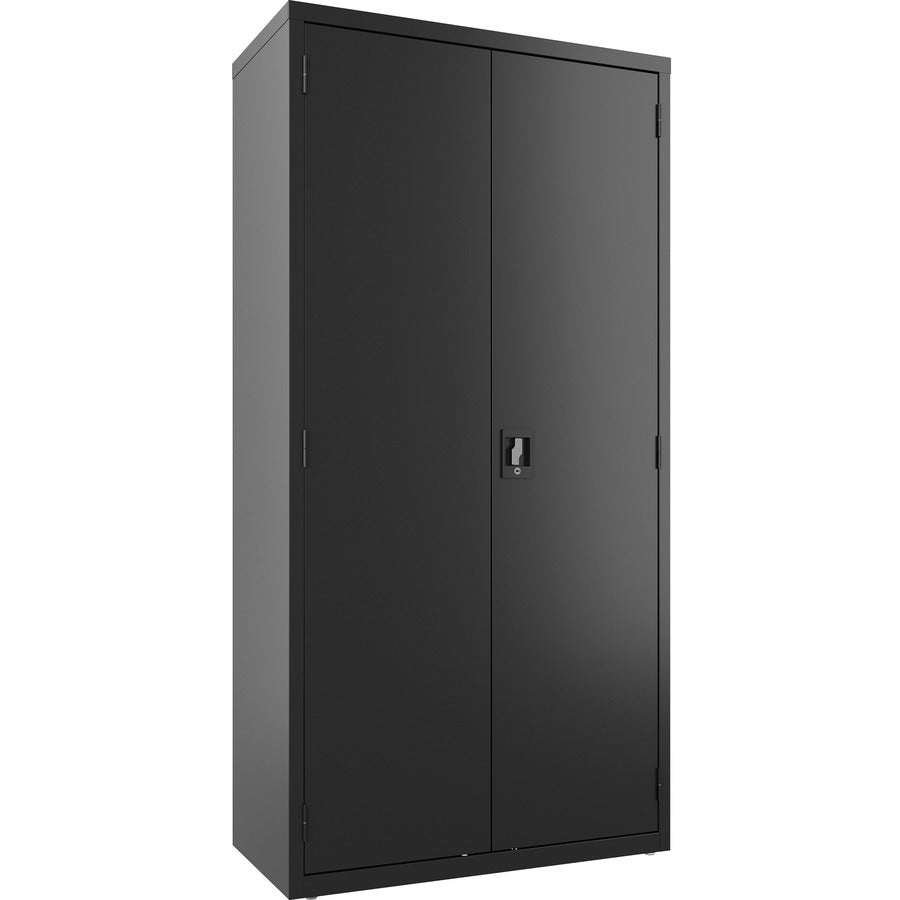 Lorell Fortress Series Wardrobe Cabinet - 36" Width x 18" Depth x 72" Height - 2 x Door(s) - Locking Door - Black - Steel - Recycled