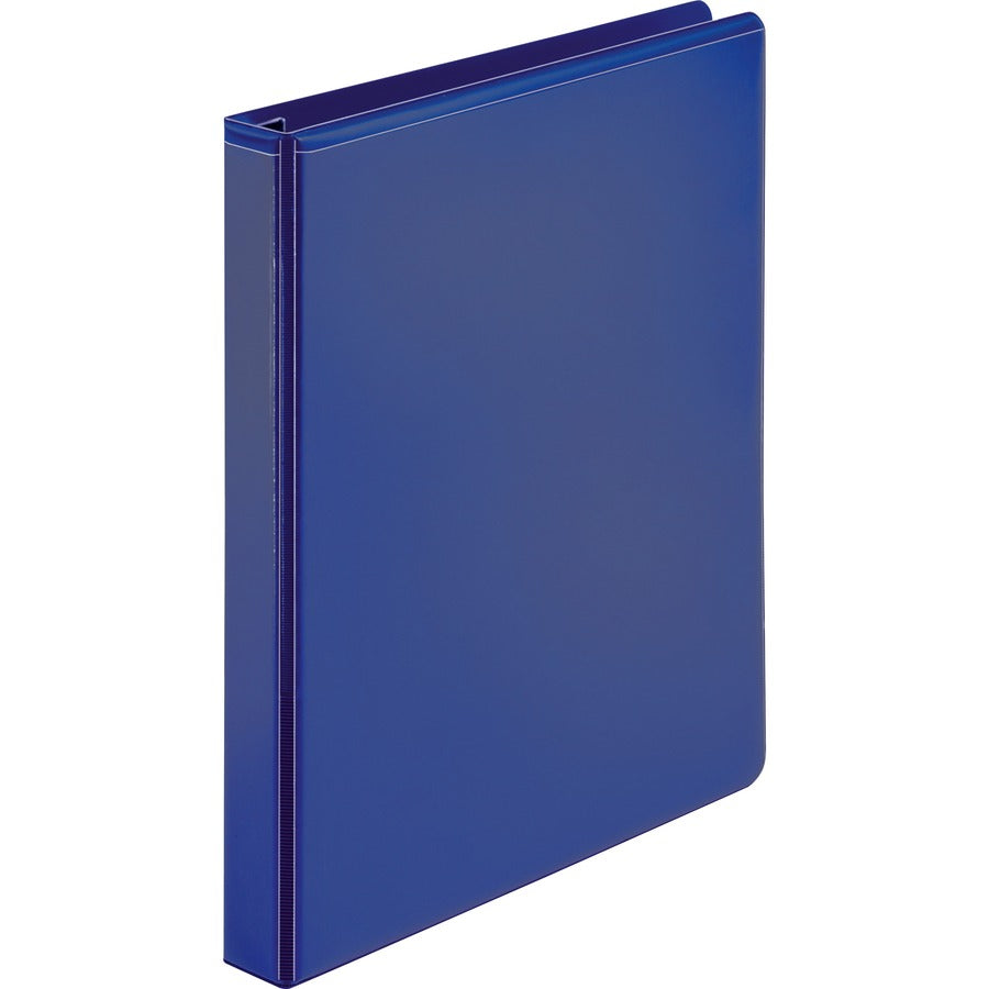 Business Source Navy D-ring Binder - 1" Binder Capacity - Letter - 8 1/2" x 11" Sheet Size - Fastener: D-Ring - Pocket: 4 - Polypropylene - Navy - Non-stick, Ink-transfer Resistant, Locking Ring - 1 Each