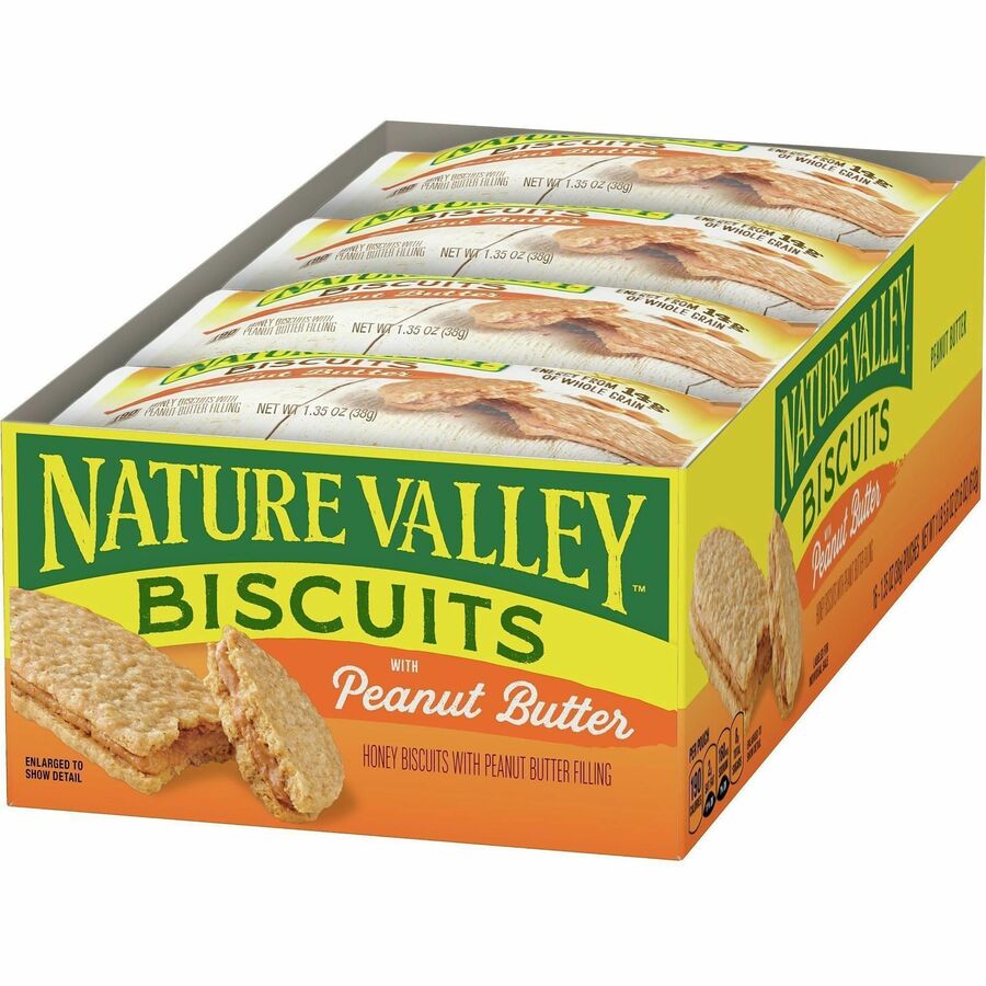 NATURE VALLEY Flavored Biscuits - Peanut Butter, Honey - 1.35 oz Box - 1 Box