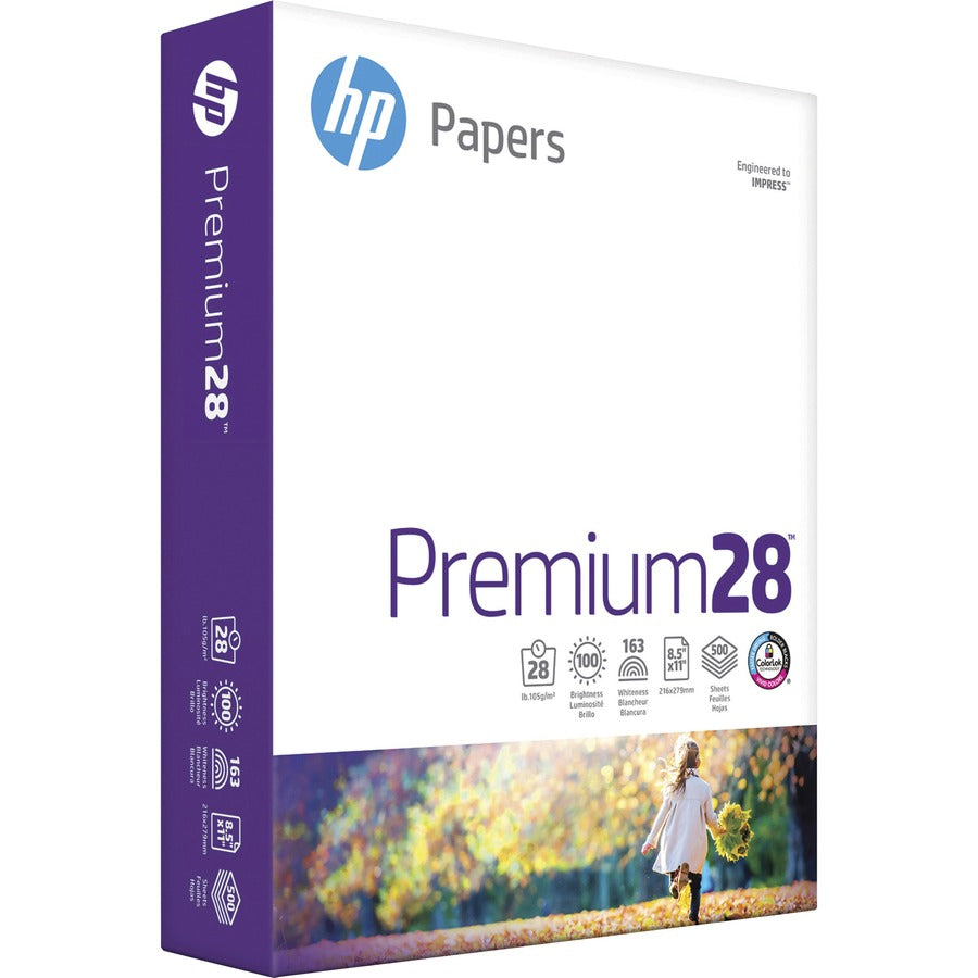 HP Papers Premium28 Laser Paper - Bright White - 100 Brightness - Letter - 8 1/2" x 11" - 28 lb Basis Weight - 320 g/m², Grammage - Smooth - Uncoated, ColorLok Technology, Heavyweight - Bright White - 1 Ream